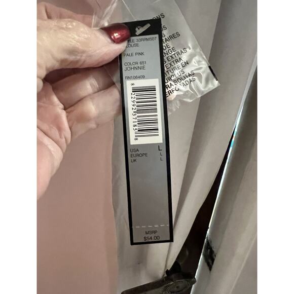 Tahari Arthur S Levine Pale Pink Johnnie Button Up Satin Tank Top Sz L NWT - Picture 3 of 5